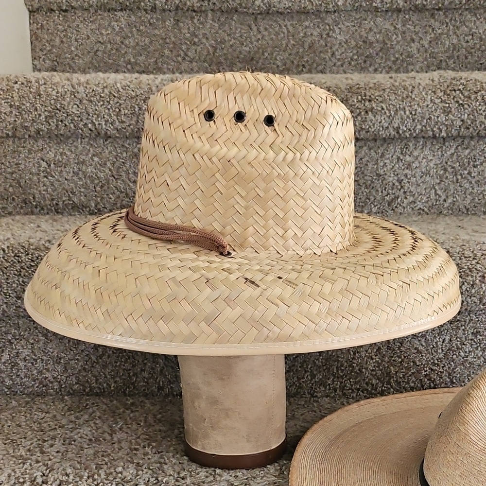 Stylish Straw Hat Curved Brim with Chin Strap Size M Mexico
